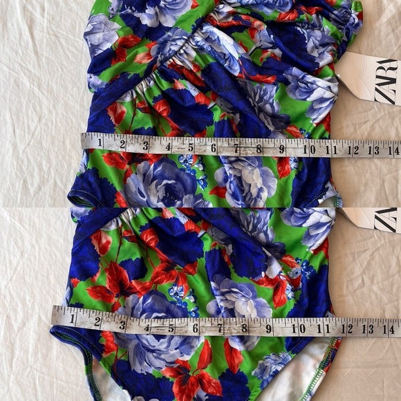 NWT ZARA Asymmetric Floral One-Shoulder Bodysuit S - Picture 15 of 16